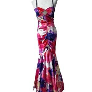 Cache Mermaid Dress Bright Floral Lined Size 4